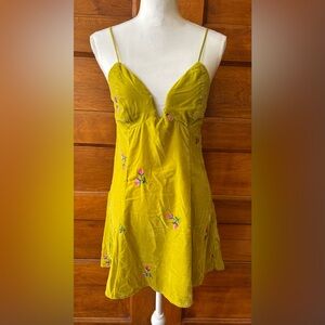 Urban Outfitters UO Ginger velvet embroidered mini dress in green